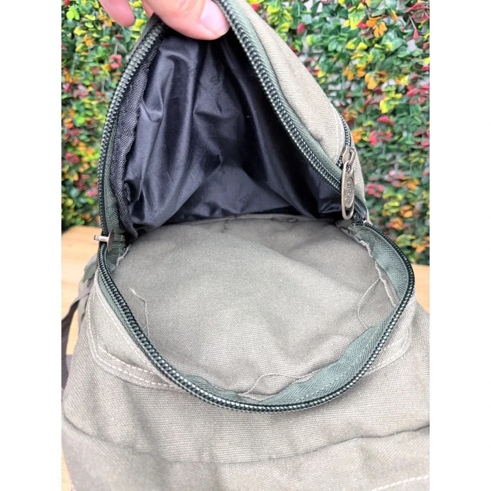 Simon Vogue Leather Canvas Backpack Olive Green Tactical Utility Rucksack Bag